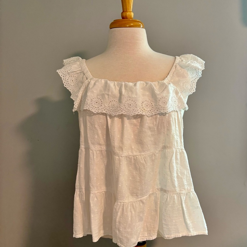 Old Navy White Eyelet Ruffle Top